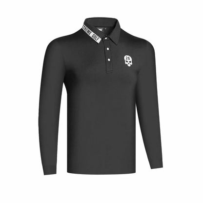 Men's Long Sleeve Golf Sports Shirt Pullover Lapel Versatile Sweater Shirt