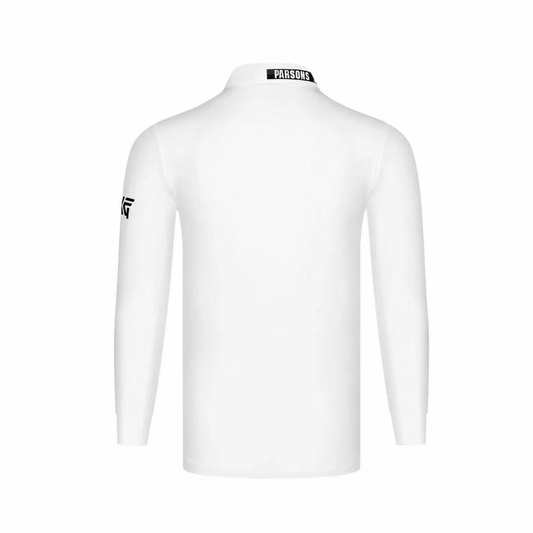 Men's Long Sleeve Golf Sports Shirt Pullover Lapel Versatile Sweater Shirt