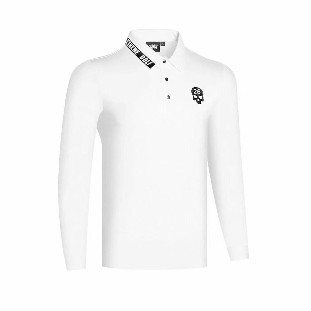 Men's Long Sleeve Golf Sports Shirt Pullover Lapel Versatile Sweater Shirt